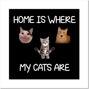 Home Is Where My Cats Are Cat Meme Posters and Art